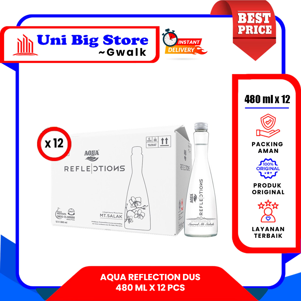 

AQUA REFLECTION AIR MINERAL BOTOL KACA DUS - (380 ml x 12 pcs)