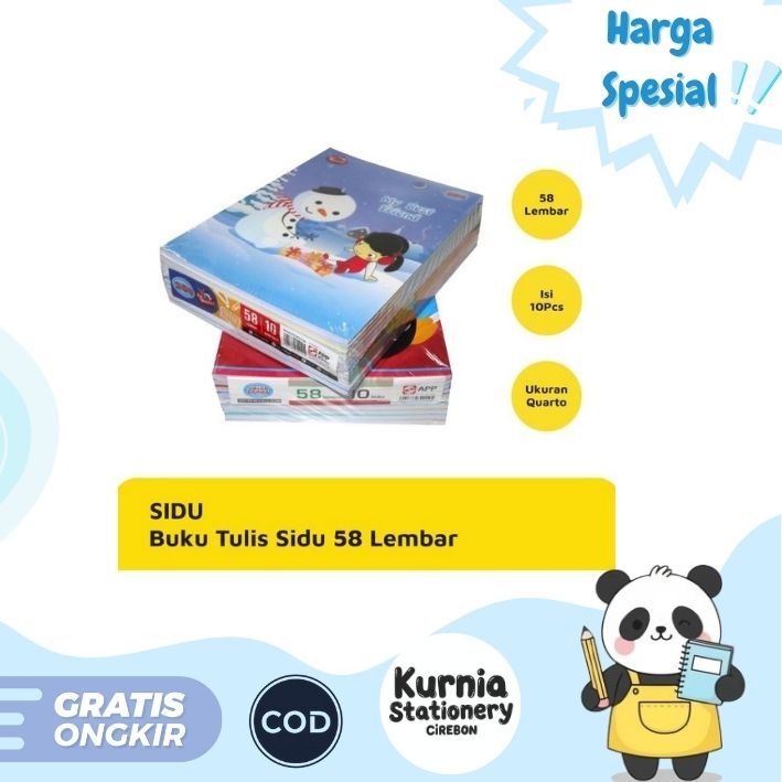 

Buku Tulis Sekolah SIDU / Sinar Dunia Asli Isi 58 Lembar Per 1 Pack Isi 10
