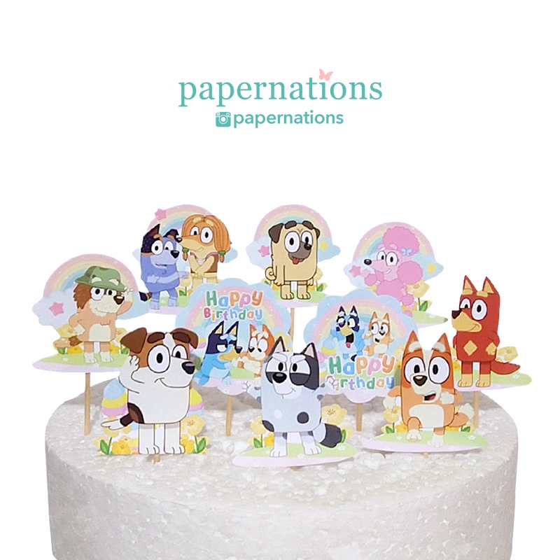 Cupcake Topper Bluey / Topper Bluey / Cake Topper Bluey