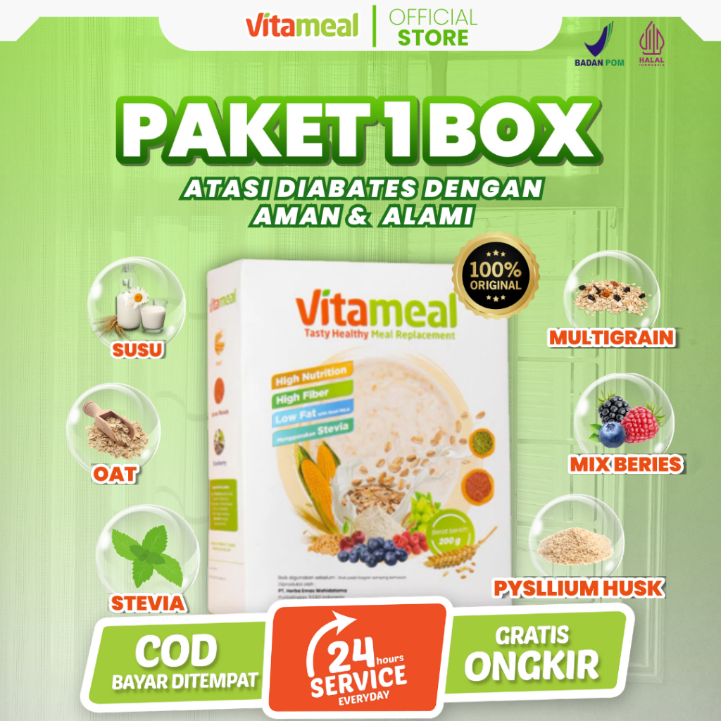 

[ No.1 REKOMENDASI ] Vitameal Ampuh Sembuhkan Diabetes Gula Darah Tinggi Kolesterol Maag dan GERD Fitmil Tanpa Efek Samping Multigrain Sehat Official Store VITAMIL HERBAL