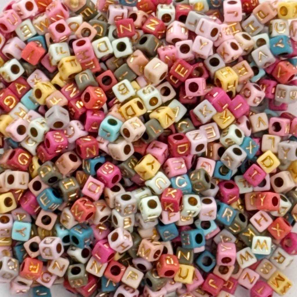 MOTE MANIK PAYET KOTAK WARNA WARNI ABJAD GOLD 1 PON