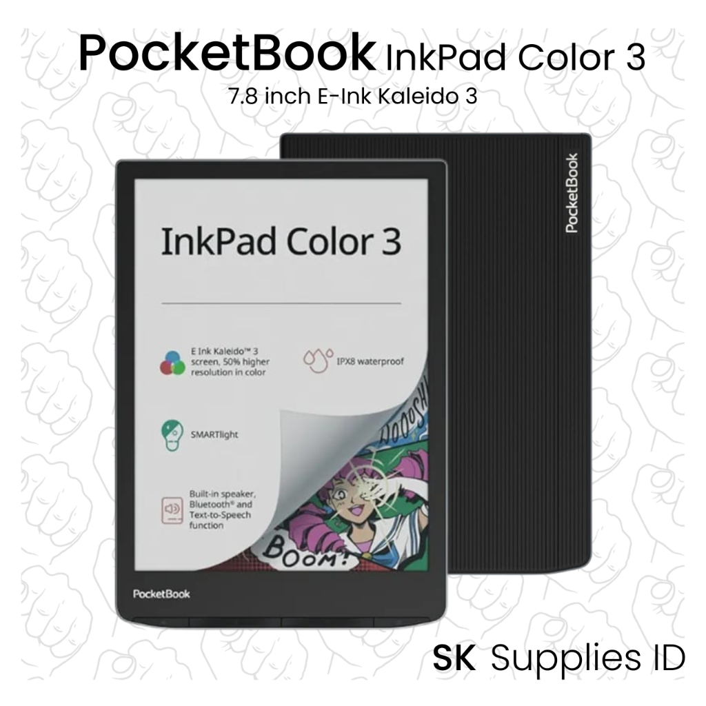 PocketBook InkPad Color 3 E-Reader 7.8 inch warna E-ink Kaleido 3 I Waterproof E-reader tablet - Poc