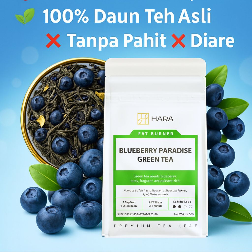 

Blueberry Paradise Green Tea - 50 Gram Tea Blending - Hara Tea Teh Diet Pembakar Lemak- Fat Burner