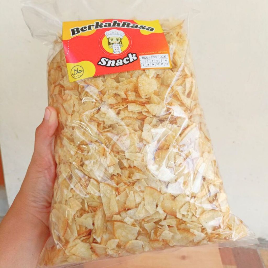 

Remukan keripik singkong asin gurih 500 gram - patahan keripik singkong