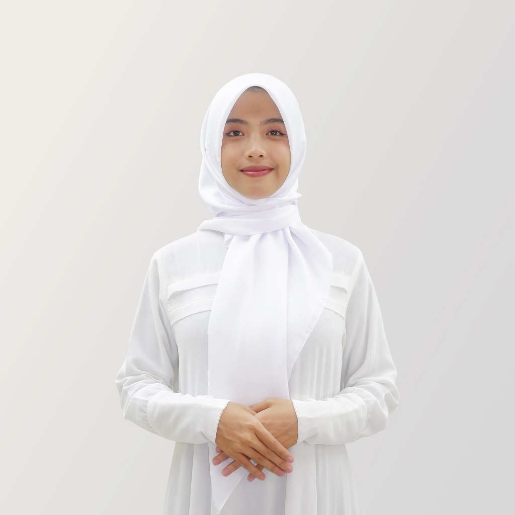 HYRA Kerudung Voal Hijab Segiempat Polos Kelim Warna Putih