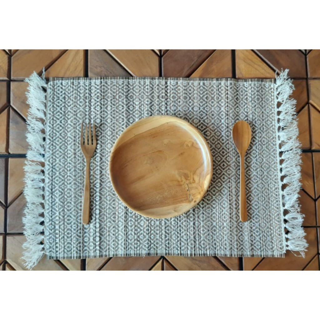 Placemat Tenun Lidi/Tatakan Piring Alas Foto/Taplak Meja Kecil Placemat/Taplak Meja Tenun Lidi/Place