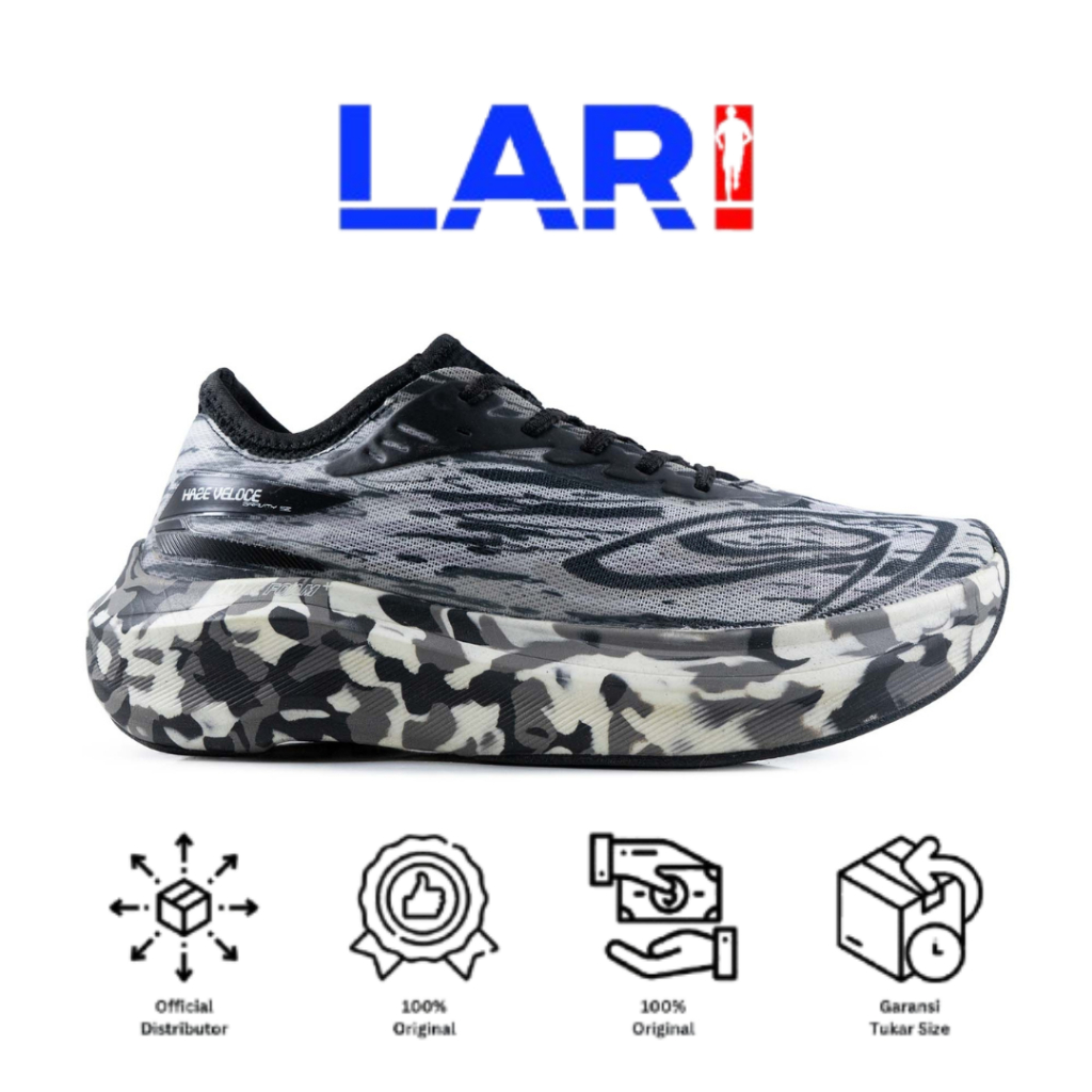 910 Nineten Haze Veloce Gravity Hitam/Putih Sepatu Lari Fast Run, Daily Running