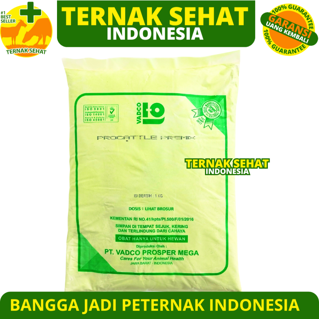 PROCATTLE PREMIX 1 KG VADCO - PRO CATTLE Premix Mineral Vitamin Asam Amino Sapi Potong Perah Kambing