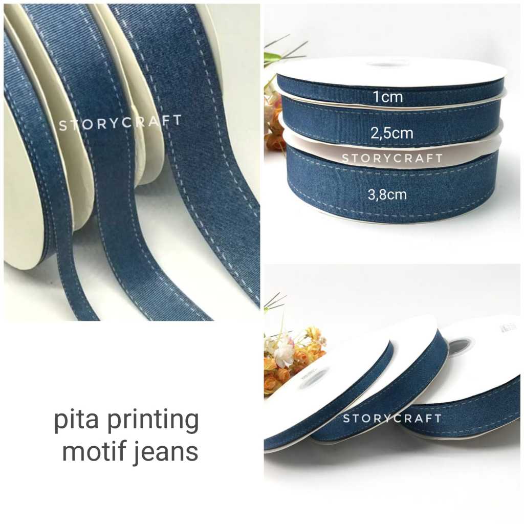 

1YARD - KADO | PITA HAMPERS | PITA GROSGRAIN PRINTING MOTIF JEANS | BAHAN CRAFT I SINGLE FACE