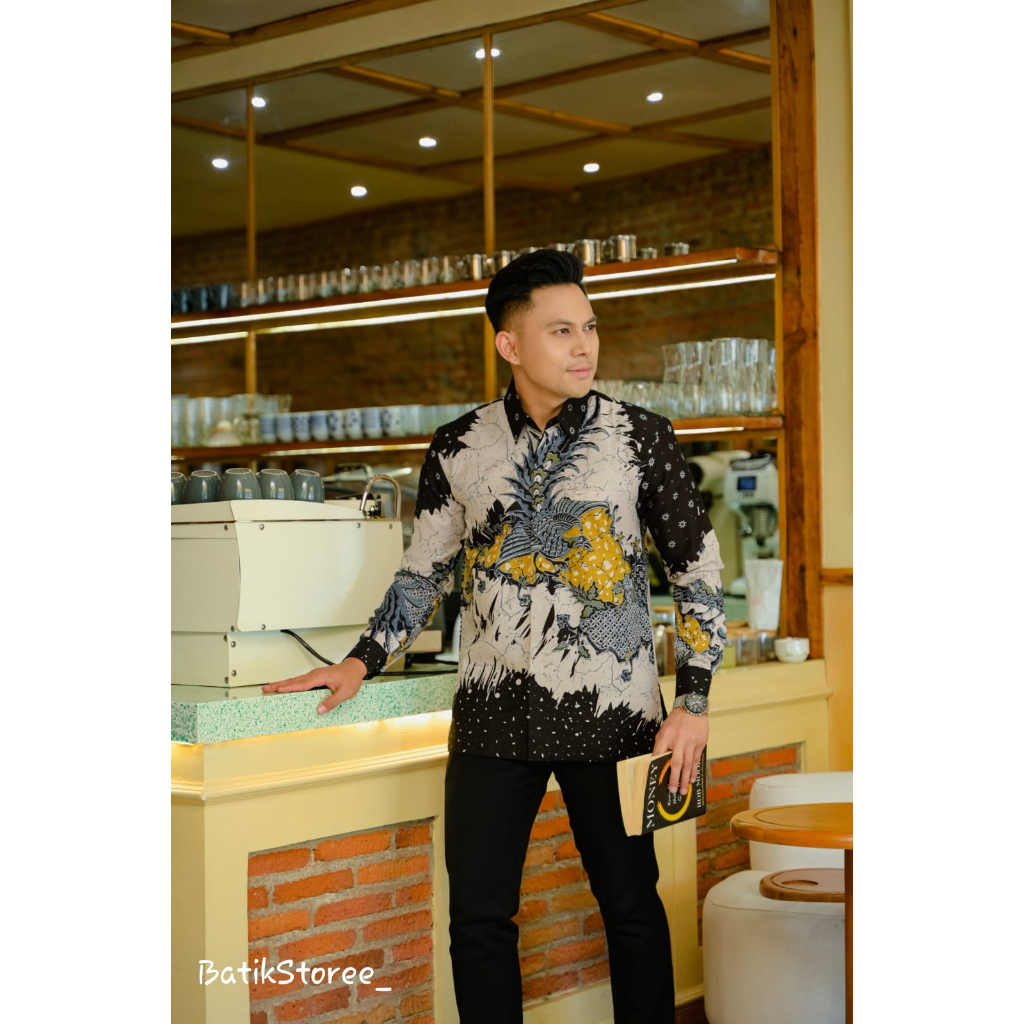 Kemeja batik pria reguler fit dobby premium