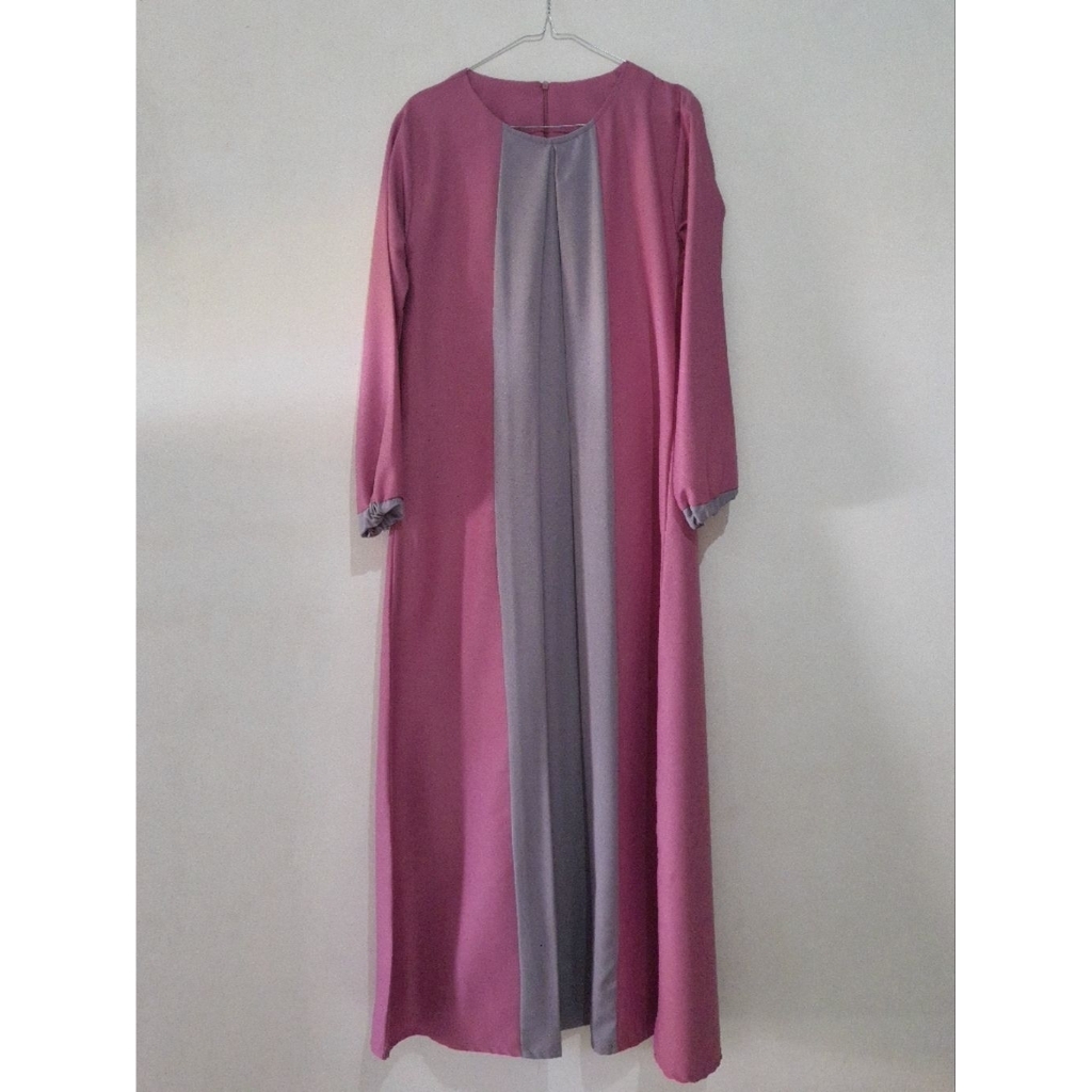 [PRELOVED] Gamis Polos Pink Abu-Abu