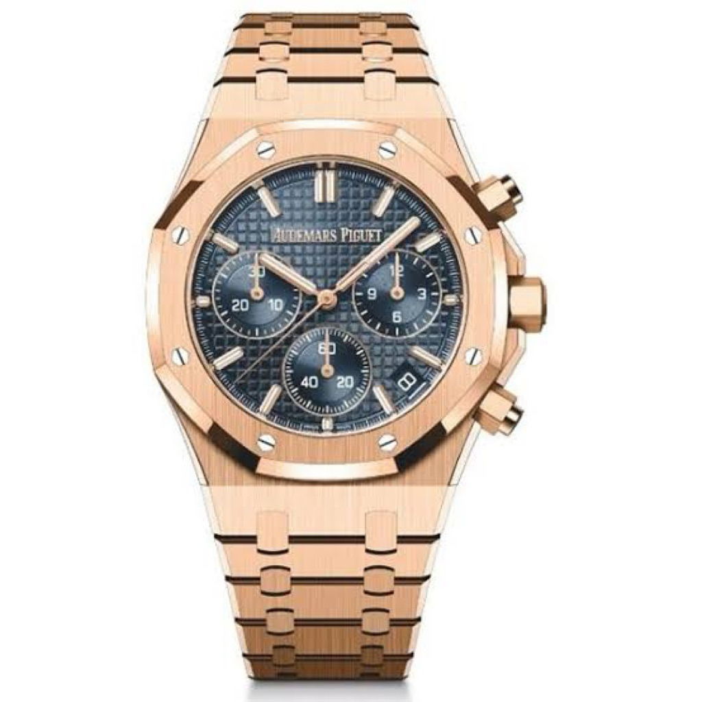 JAM TANGAN PRIA AUDEMARS PIGUET ROYAL OAK CHRONOGRAPH 41mm ROSEGOLD BIRU AUTOMATIC SWISS APS CLONE #