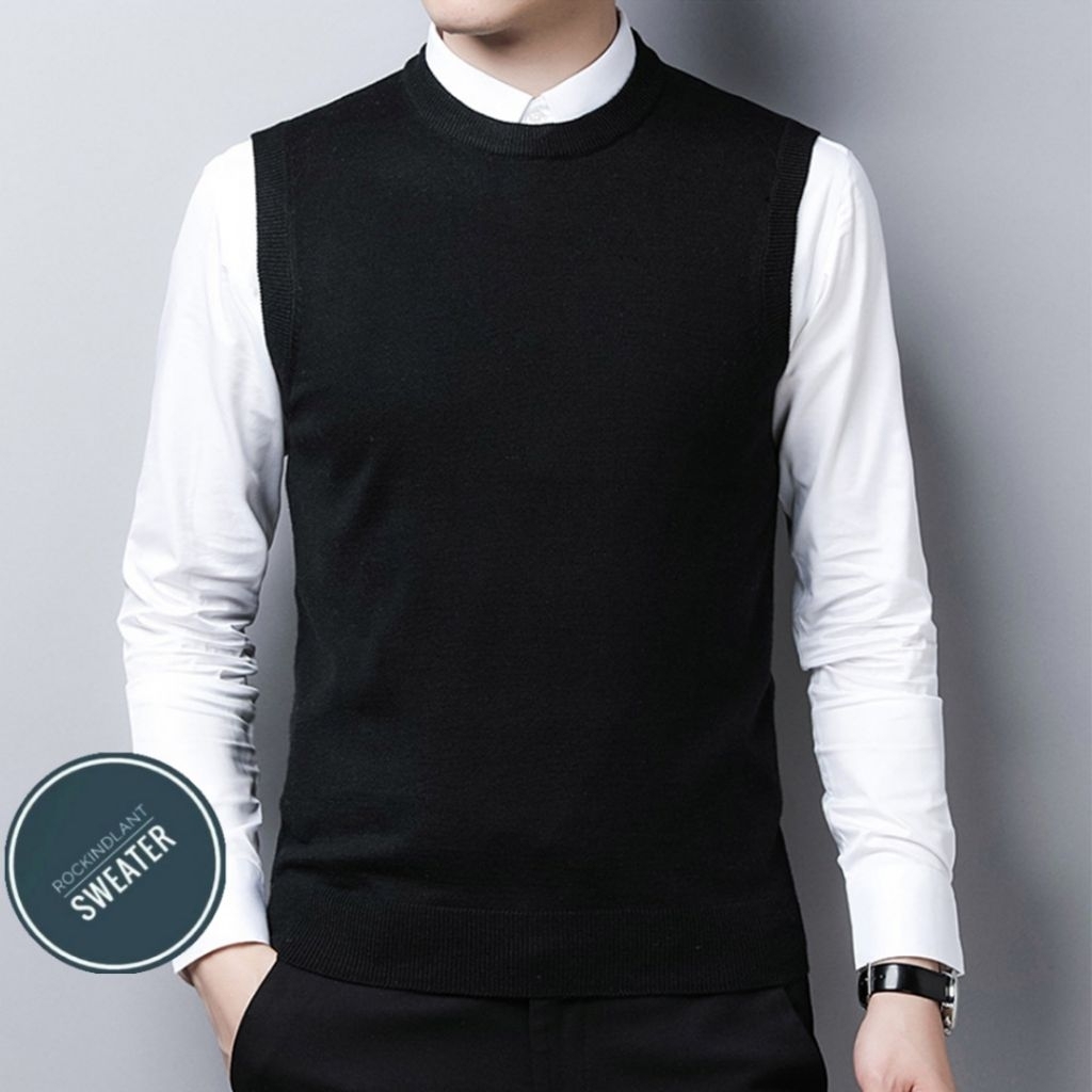 Rompi Rajut Pria/Sweater Rompi Pria/Rompi Crewneck