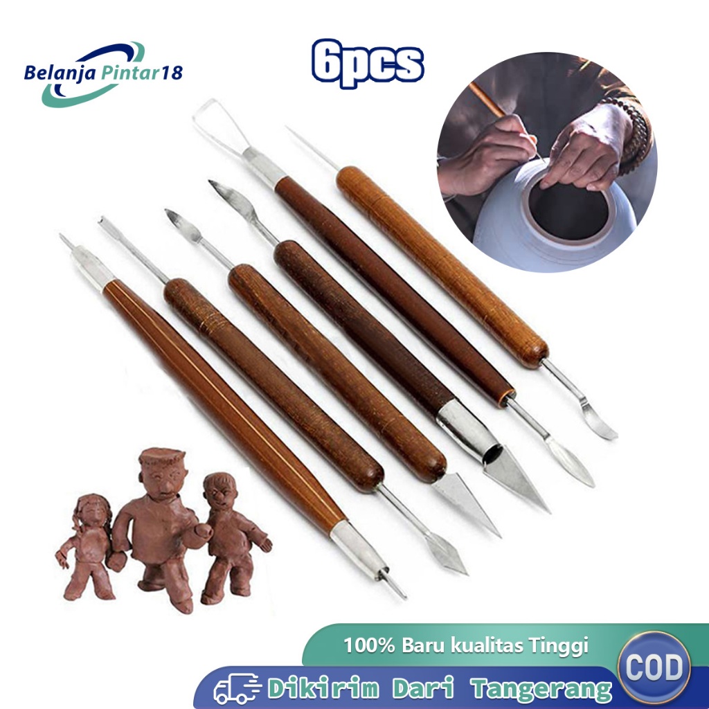 

6pcs Set Alat Ukir Clay Sculpting Serbaguna Pisau Baja Tahan Karat Untuk Patung Tanah Liat Dan Dekorasi Kue