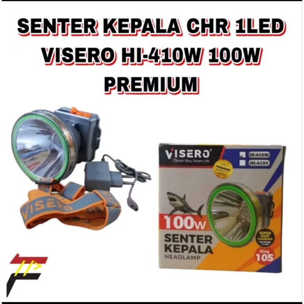 hi-410w senter kepala visero 100watt waterproof cahaya putih sorot jauh tahan hingga 24jam hemat aru