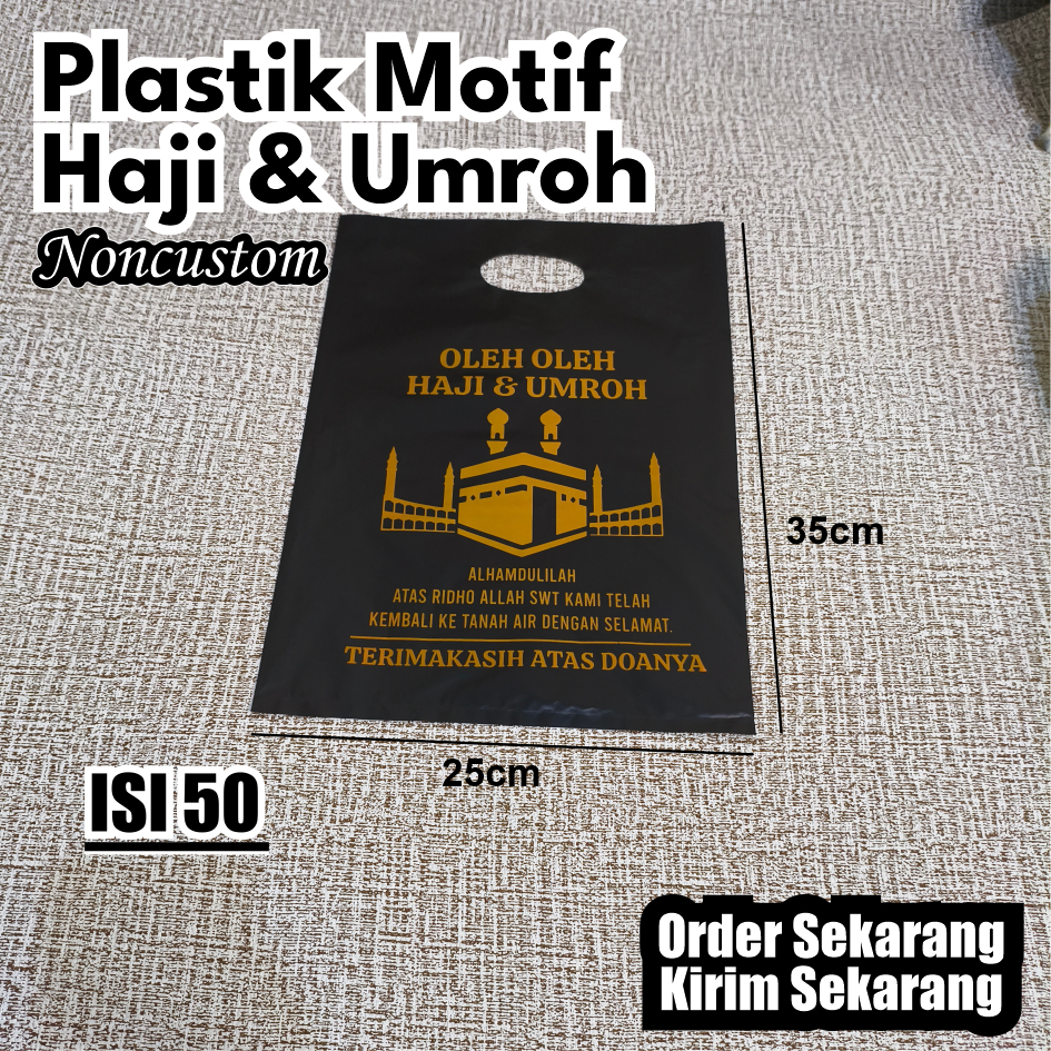 

(Isi 50pcs Hitam) Ukuran 25cm x 35cm Kantong Plastik Haji dan Umroh