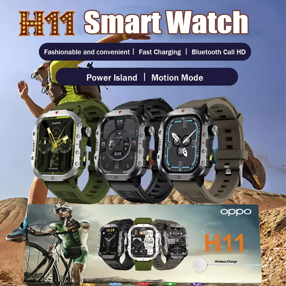 Promo Terbaru Oppo Outdoor Smartwatch Jam Tangan Pintar H11 Tahan Air 3Atm Asli Pria Luar Ruangan