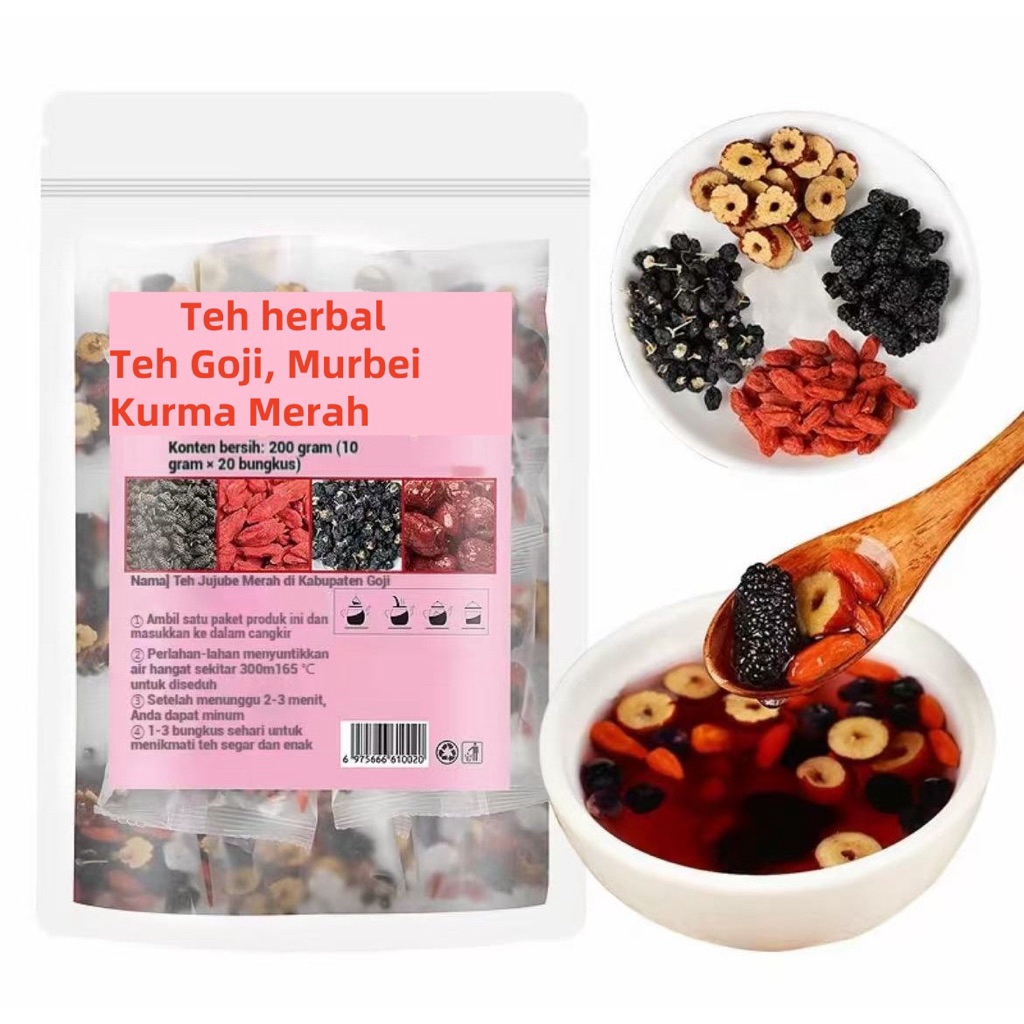

Teh Herbal Kesehatan – Kombinasi Teh Goji, Murbei, dan Kurma Merah untuk Pemulihan Setelah Lembur, Cocok untuk Pria & Wanita