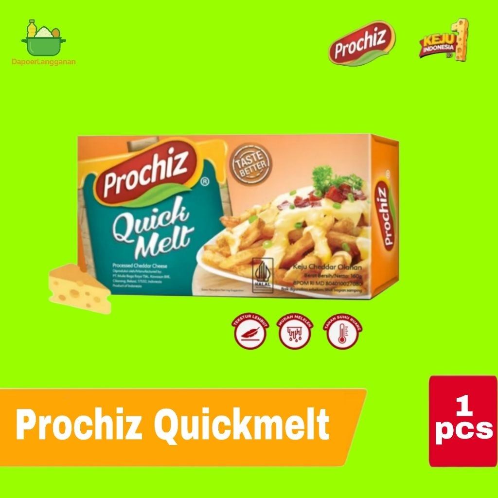 

Prochiz Quick Melt 160gr Keju Leleh Cepat Meleleh Cocok untuk Panggang dan Kukus
