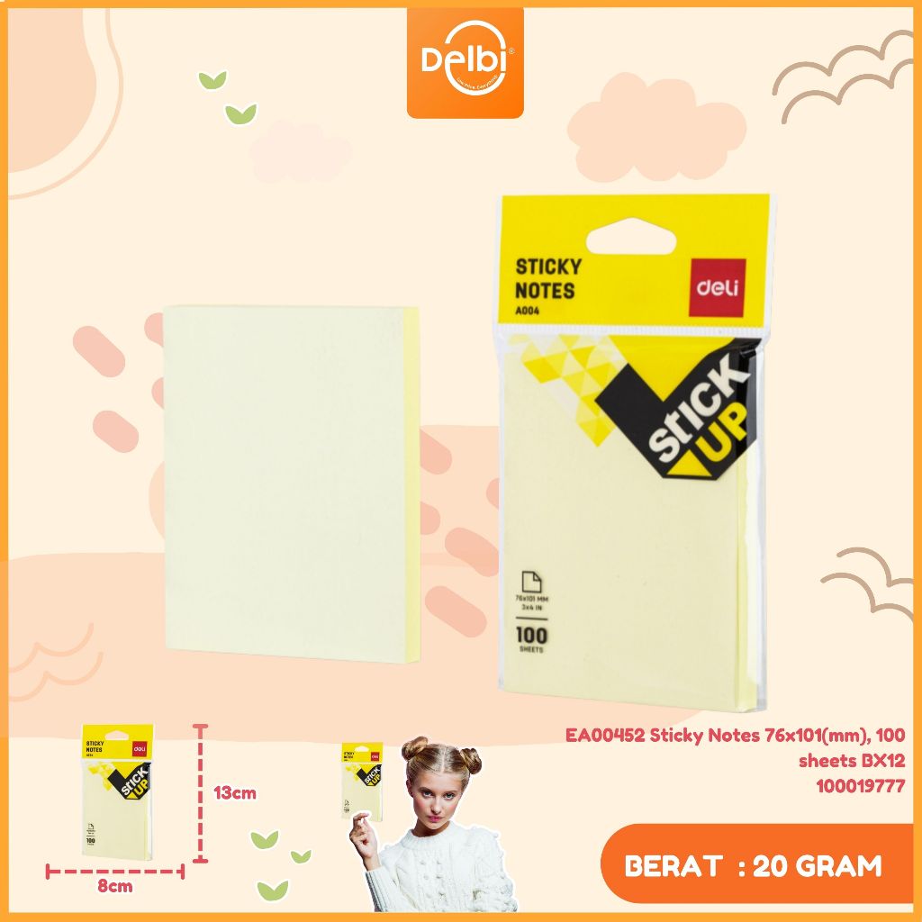 

EA00452 Sticky Notes 76x101(mm), 100 sheets EA00452 Sticky Notes 76x101(mm), 100 sheets