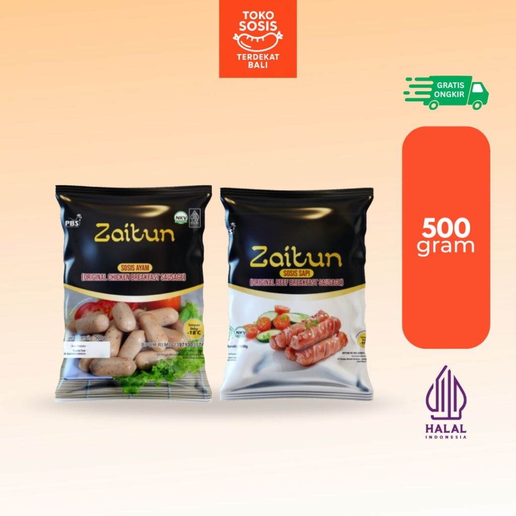 

Zaitun Beef Chicken Breakfast Sausage 500 gram | Sosis Sapi Ayam