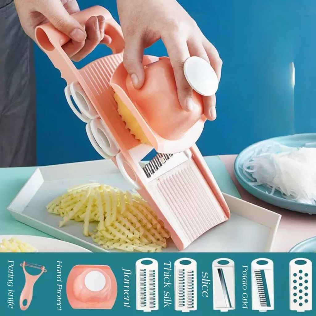 Alat Parutan Serut Manual Serbaguna 6in1 Lengkap Peganggan Cocok Parutan Keju Singkong Kentang Pepay