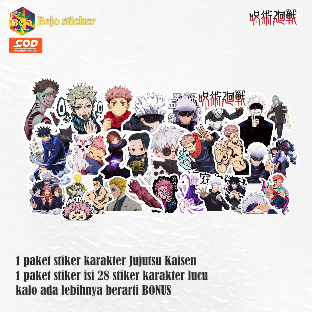 

Sticker COD Stiker Anime Karakter di Serial Jujutsu Kaisen 28 Stiker Lucu untuk Case HP & Laptop Bonus