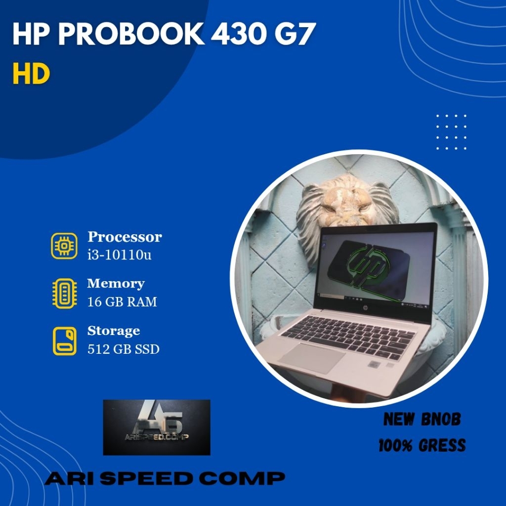 NEW BNOB HP PROBOOK 430 G7 i3-10110u/RAM 16GB/SSD 512GB/HD/THUNDERBOLT