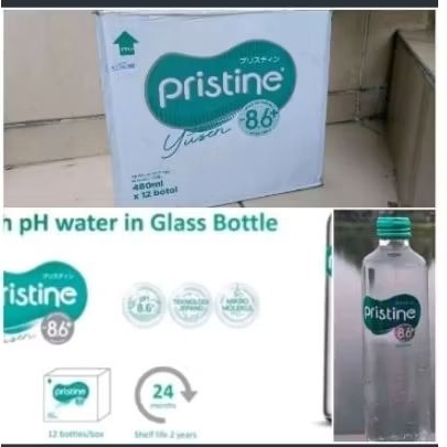

( DUS ) Pristine 8.6+ YUSEN AIR PUTIH Botol Beling 480 ml isi 12