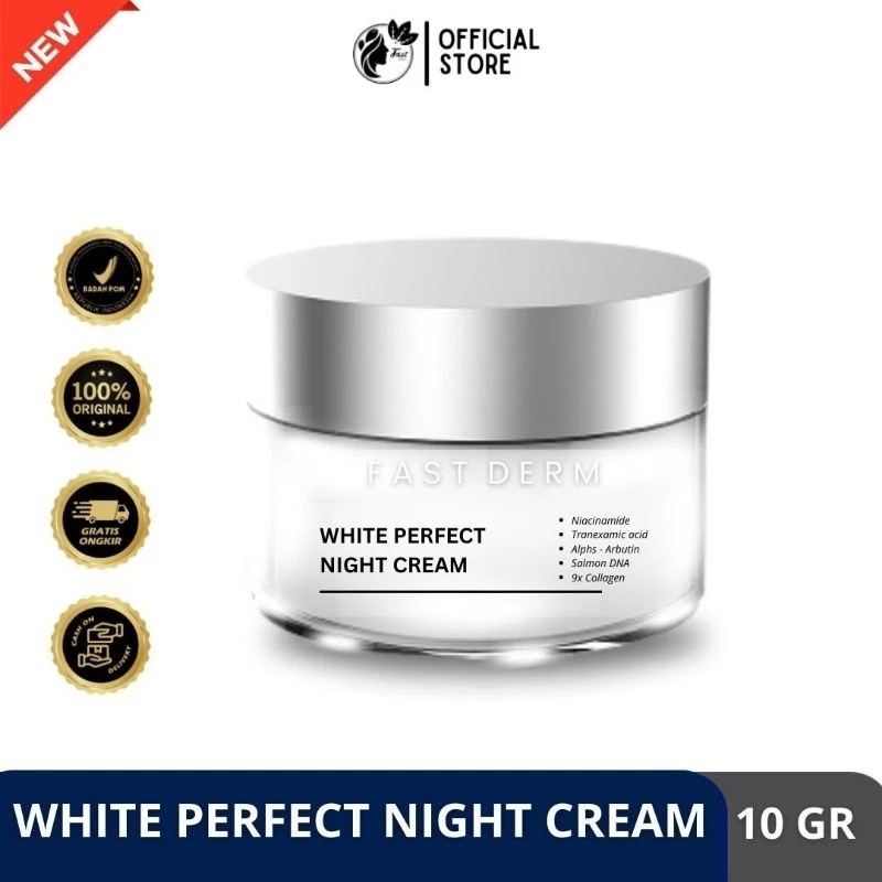FAST DERM White Perfect Cream malam untuk kulit lebih cerah dan glowing