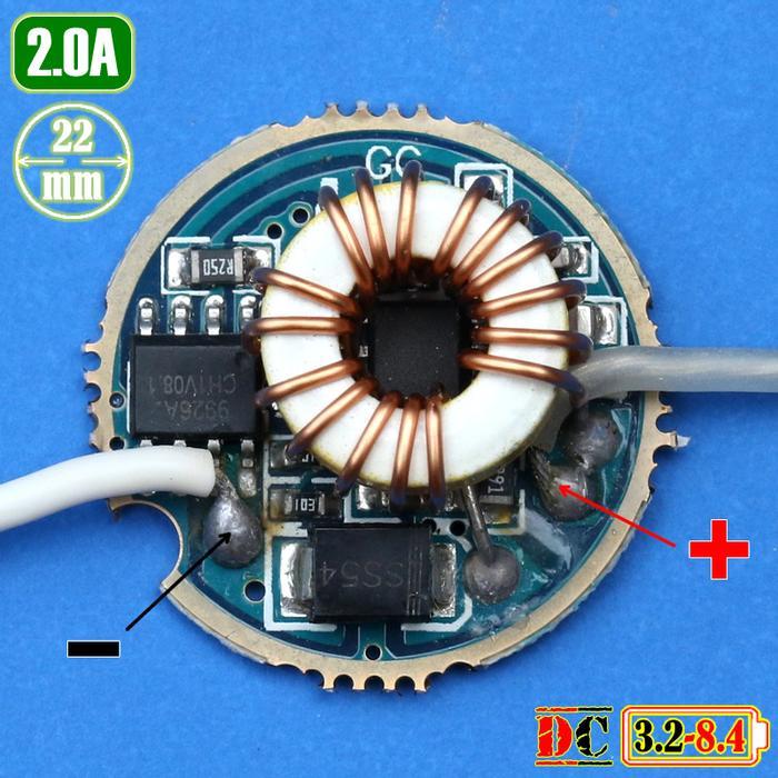 DRIVER SENTER 22MM 2.0A CREE XD16 XPG XTE XKT6 IN.4-8V 5MODE