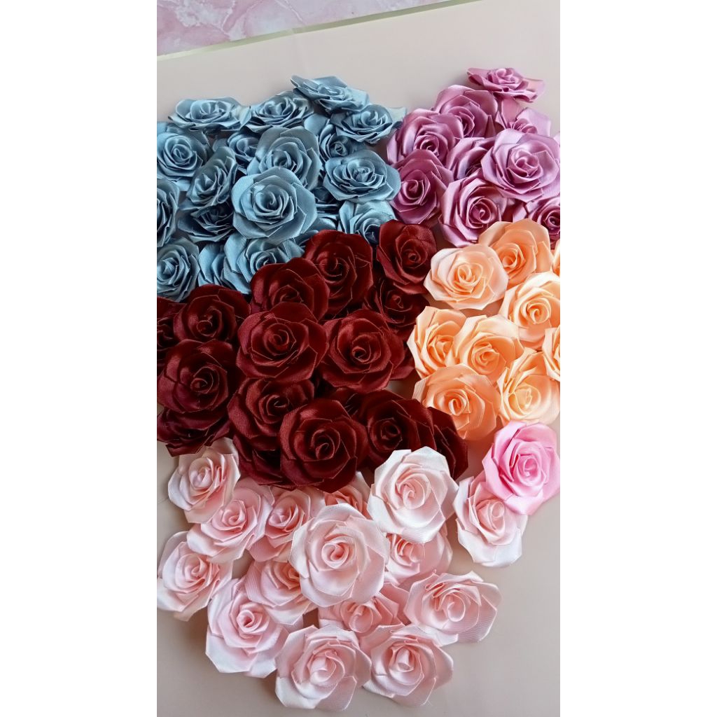 

bunga pita satin lengkap tangkai lidi, bahan buket dekorasi