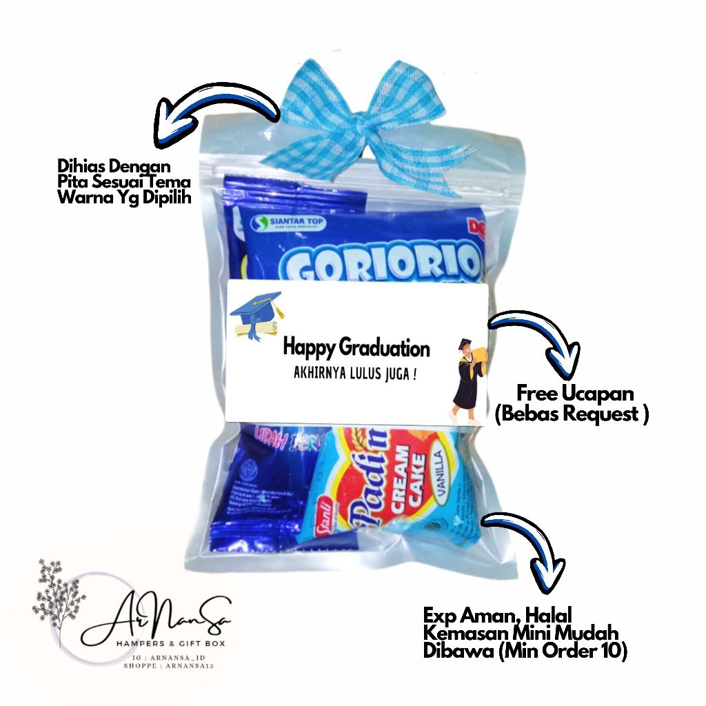 

[ MIN ORDER 10 pack ya ] Ready Mini Gift Snack Warna Biru Termurah | Bingkisan Ulang Tahun Anak | Hampers Mini Snack