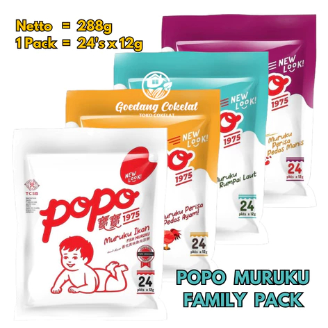 

[ BERKAH ] POPO Muruku 288gr isi 24pcs Rasa Ikan Seaweed Spicy Chicken Sweet Spicy Otak-Ku Otakku Maruku Fish Snack Otak-Otak Malaysia Kemasan Family Pack