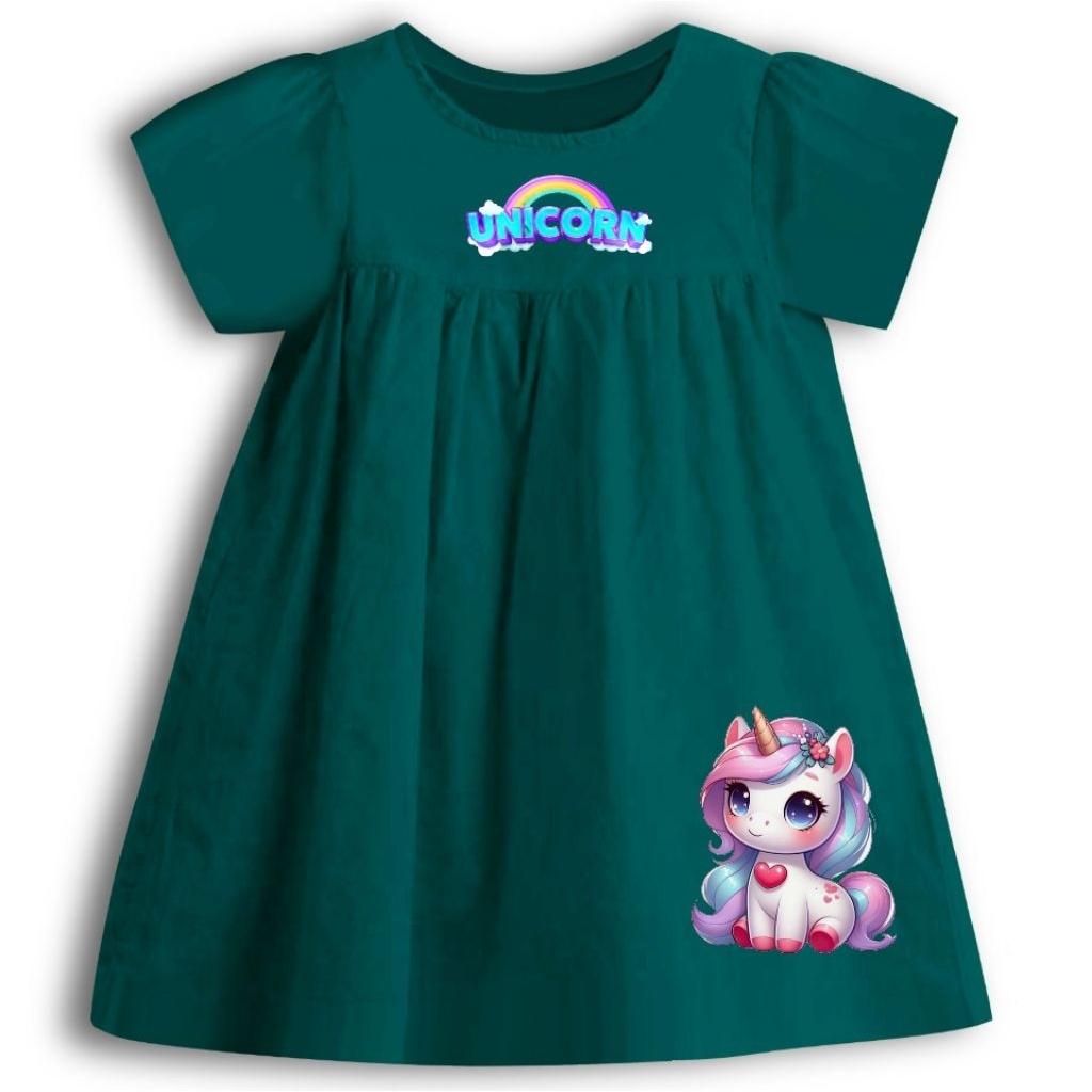 BAJU DRESS ANAK CEWEK gambar kuda poni pelangi