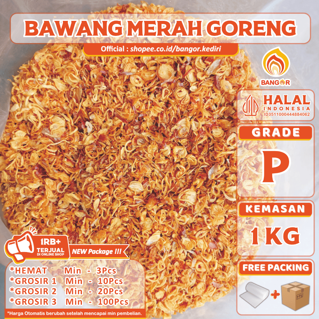 

MERAH-P [ 1 Kg ] Bawang Merah Goreng / Brambang Goreng, Premium, Refill
