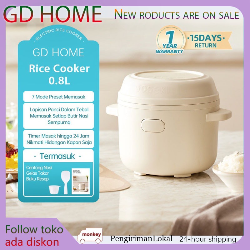 Kirim Dalam 24 Jam) Multifungsi Mini Rice Cooker 0.8 Liter