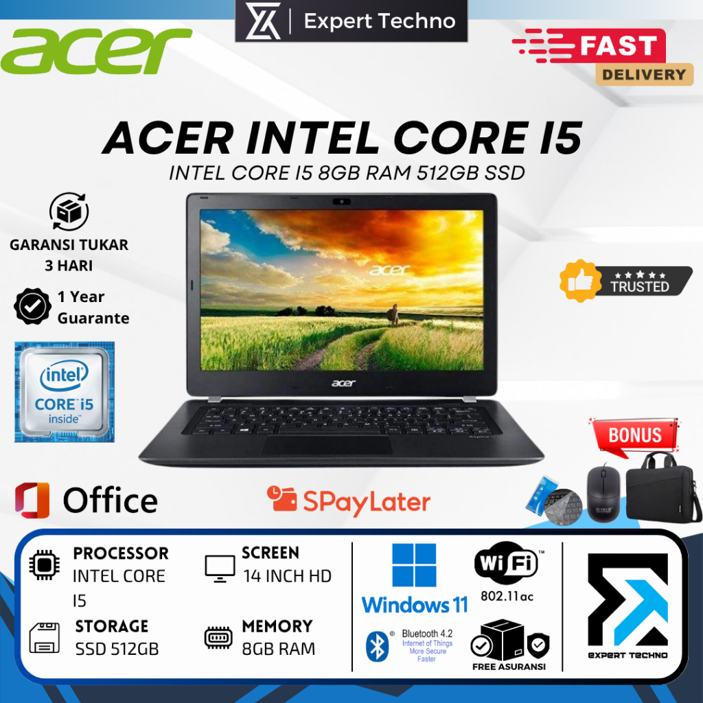 LAPTOP ACER INTEL CORE i5 RAM 8GB SSD 512GB 14 INCH HD Windows 10