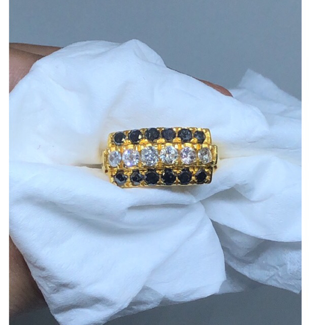 Cincin emas berlian banjar & berlian hitam asli bersertifikat laboratory gemeologi