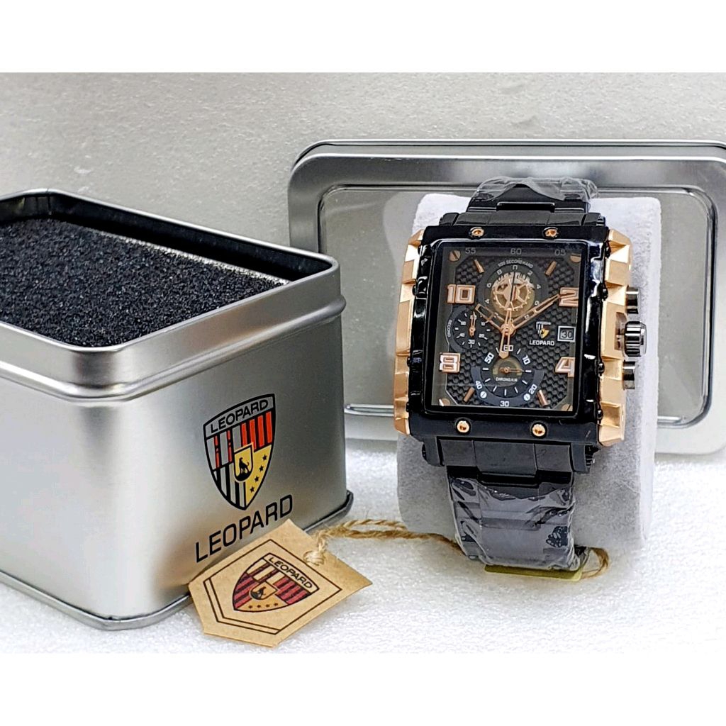 Promo Jam Tangan Pria Leopard 8826 Analog Stainless Original