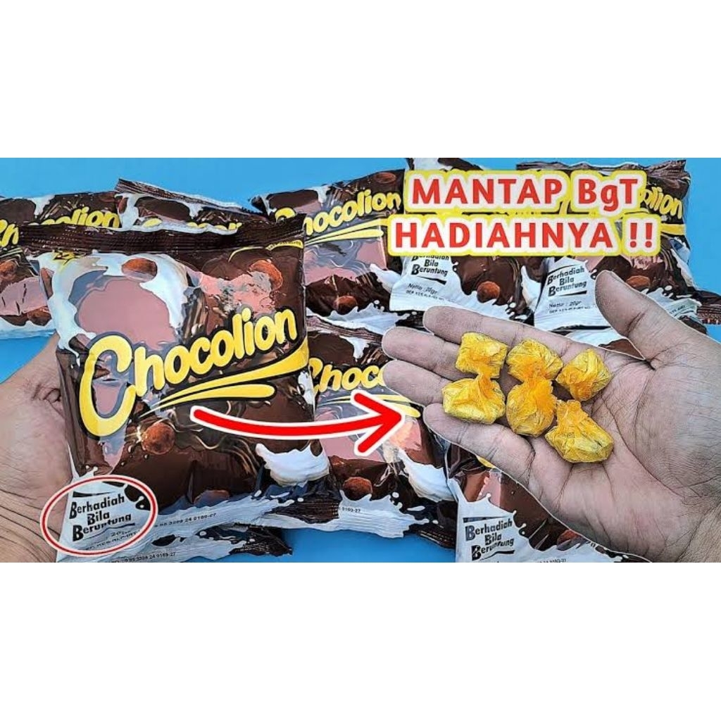 

Ciki Chocolion berhadiah uang tunai - Ciki berhadiah uang - 1 RENCENG ISI 10PCS