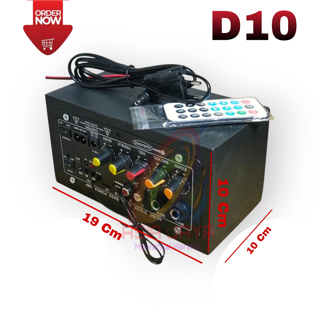 D10 OK Karaoke Amplifier Board Power Untuk 8-10 Inci Speaker AC 220V-DC 12V-24V Bluetooth 5.0 + BOX