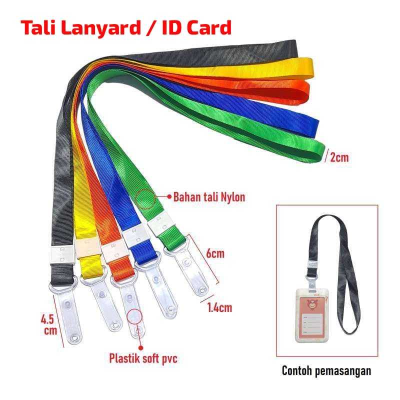 

Tali Lanyard / ID Card / Name Tag Model Kancing Kalung Jepit Karet Bahan Nylon