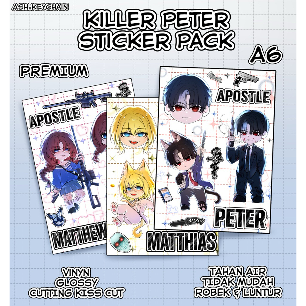 

Killer Peter Sticker Pack A6 | Eksklusif & Lucu! | Vinyl Tebal & Glossy