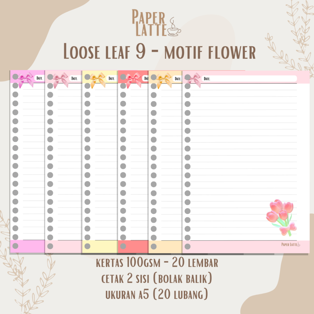 

Isi Binder Flower Bunga Aesthetics A5 | Loose leaf Binder A5 | isi binder estetik | Paper Latte