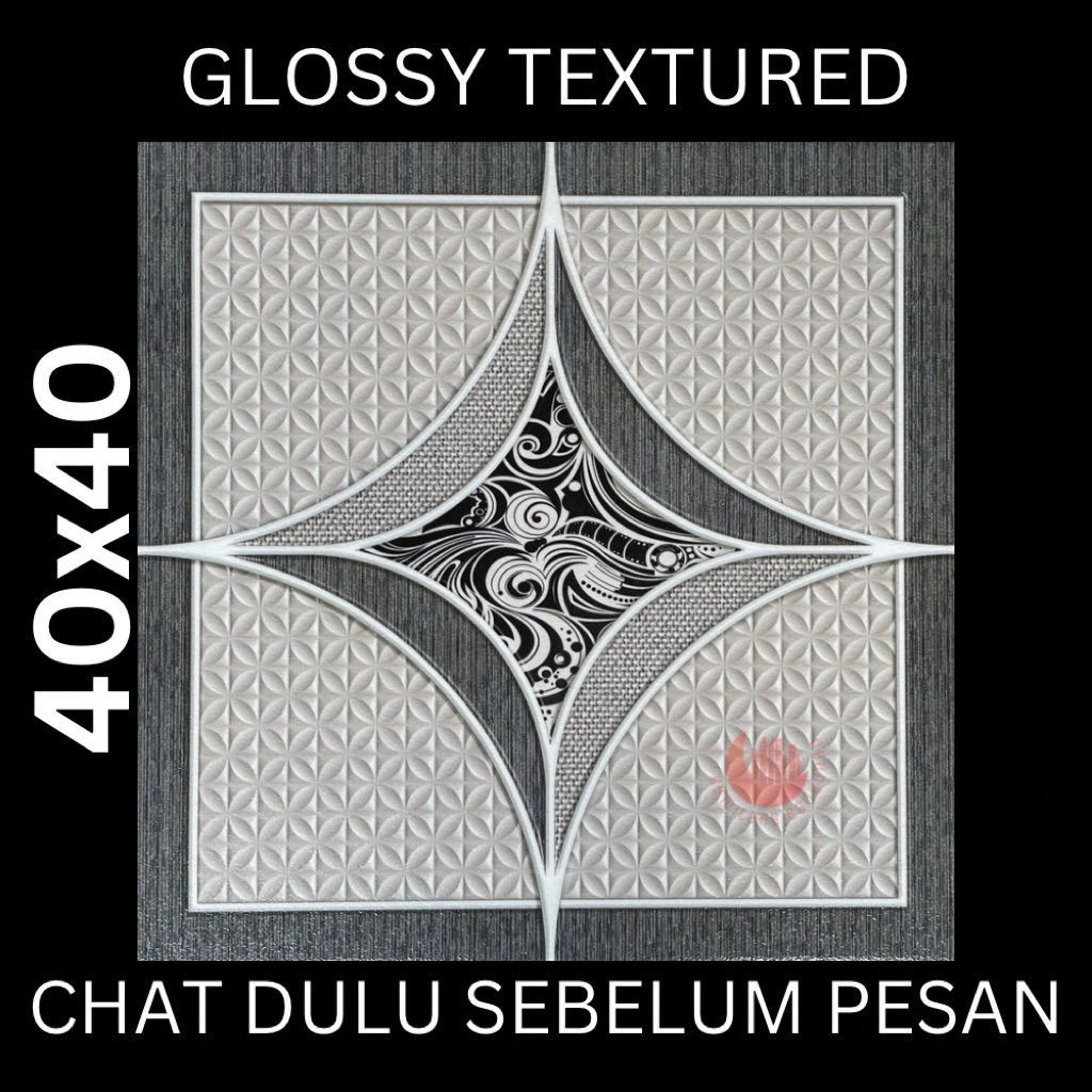 KERAMIK YHC 40x40 ORIS GREY / KERAMIK LANTAI / KERAMIK KULIT JERUK / KERAMIK KASAR / MOTIF BUNGA