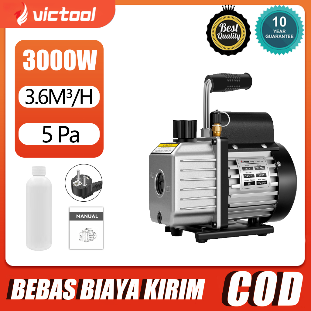 victool 3000W 3.6m³/H pompa vakum pompa vakum portabel perawatan AC kompresor vakum pendingin pompa 