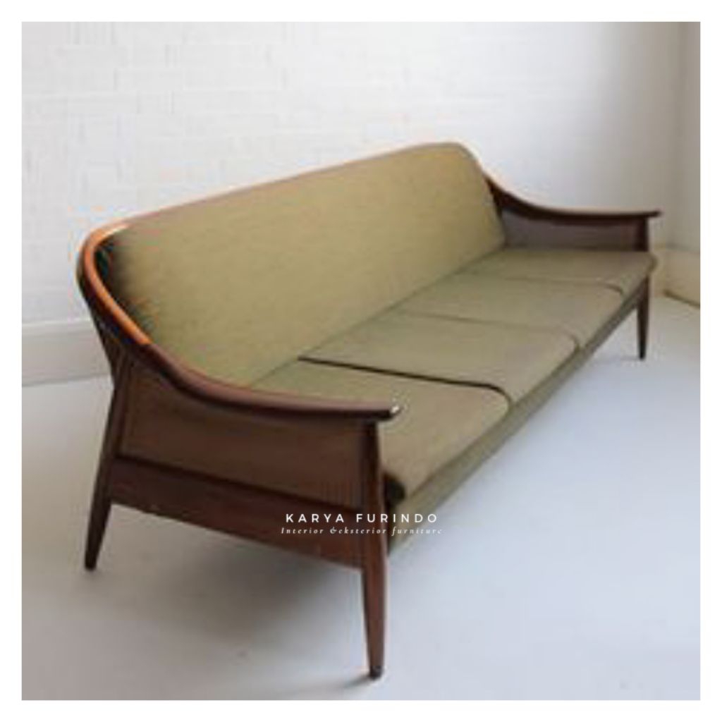 Sofa Retro Rotan Kayu Jati Grade A, Sofa Aesthetic Kayu Jati