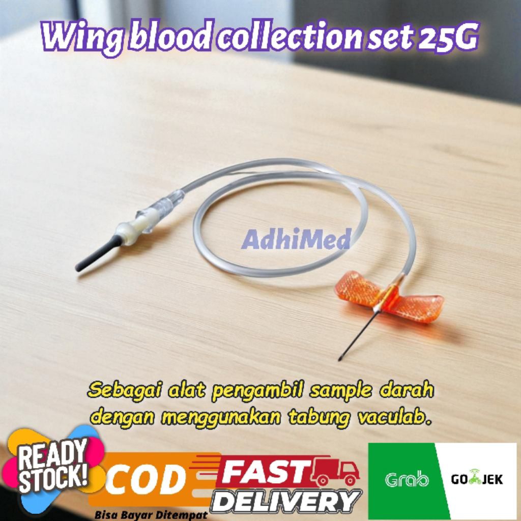 wing blood collection set 25Gx3/4" wing needle vacutainer jarum pengambil sample