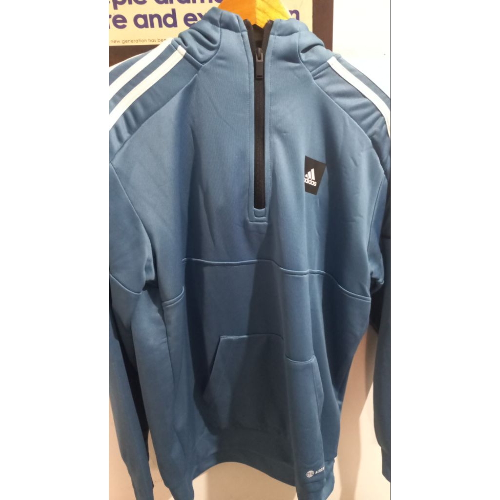 Jaket Sepak Bola Adidas Match Half - Zip Football Hoodie Aeroready Original Pria